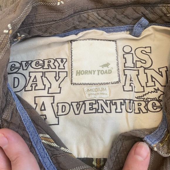 Retro Horny Toad brown button down shirt 100% cotton size M - Picture 4 of 6